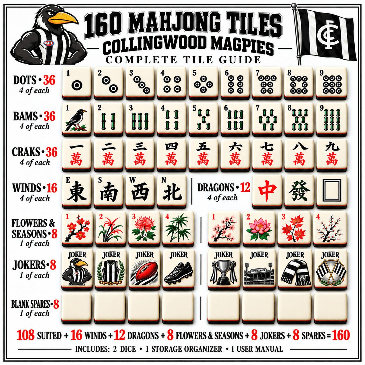 Premium CWM Mahjong Tiles Set TTMH