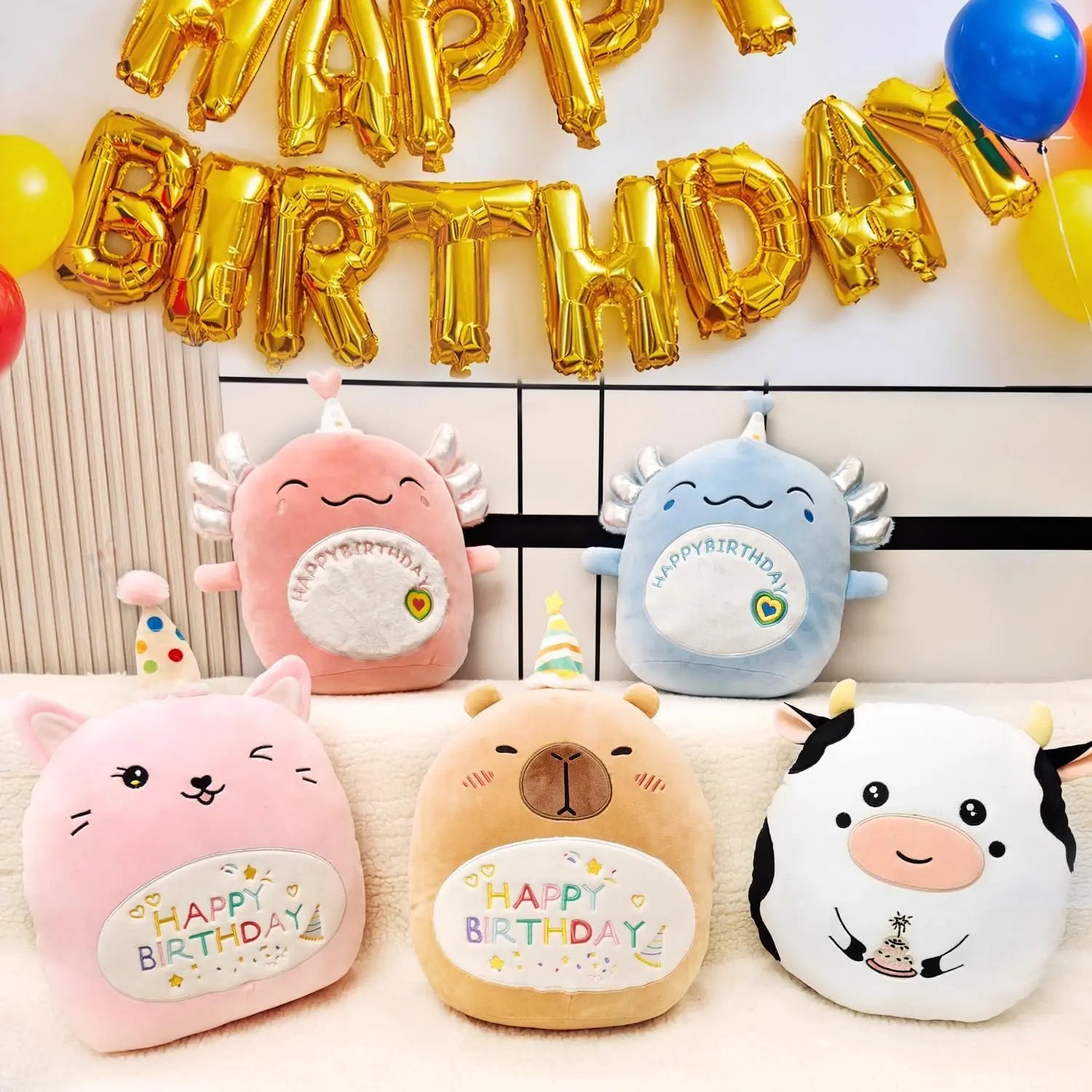 Kawaii Capybara Plush Doll Pillow Birthday Happy Capybara Salamander Stuffed Plush Toy Long Pillow Cushion Kids Animal Plush Toy