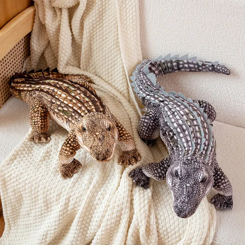 Cute Long Crocodile Plush Doll Pillow Realistic Reptile Brown/Green Soft Toy Home Decor Birthday Gift for Boys
